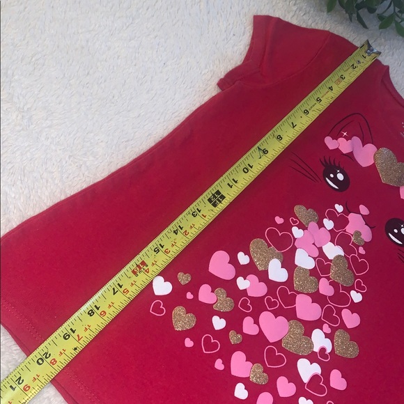 Children’s Place Red Cat T-shirt w/ Hearts EUC 10/12 Tee - Picture 7 of 8